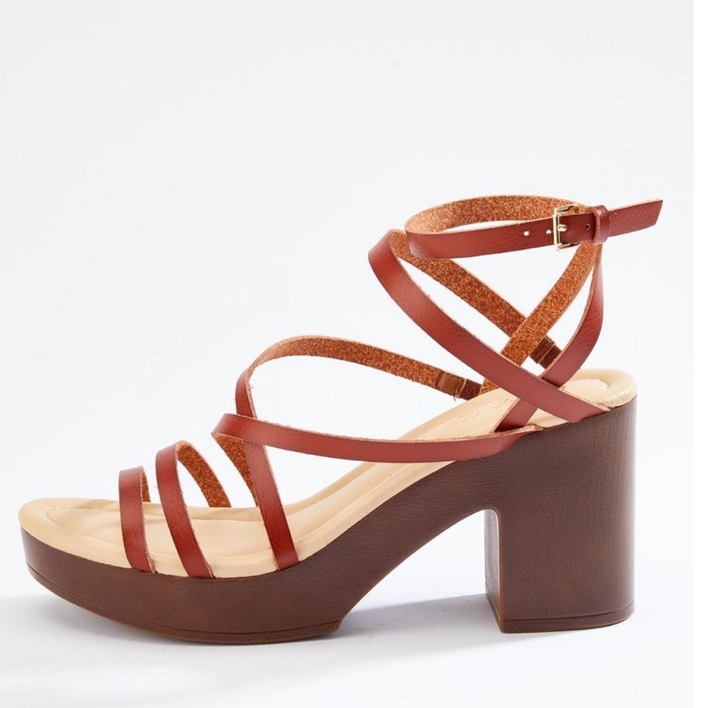 CATO HEELS | WOMENS STRAPPY PLATFORM SANDALS COGNAC